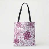 Floral Spiral Pink en White Pattern Tote Bag (Voorkant)