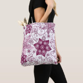 Floral Spiral Pink en White Pattern Tote Bag (Dichtbij)