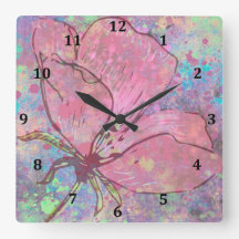 Floral Splatter Wall Clock