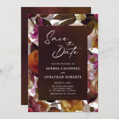 Floral Splendor QR Code Modern Moody Wedding Save The Date (Voorkant / Achterkant)