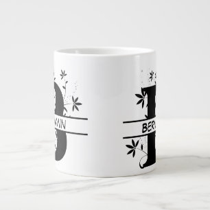 Floral Split Gepersonaliseerd alfabet monogram Let Grote Koffiekop