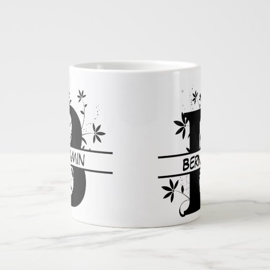 Floral Split Gepersonaliseerd alfabet monogram Let Grote Koffiekop (Voorkant)