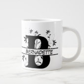 Floral Split Gepersonaliseerd alfabet monogram Let Grote Koffiekop (Rechts)