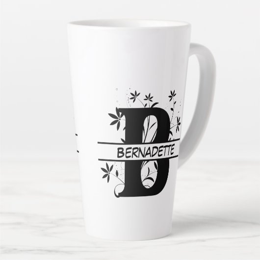 Floral Split Gepersonaliseerd alfabet monogram Let Latte Mok (Rechterhoek)