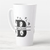 Floral Split Gepersonaliseerd alfabet monogram Let Latte Mok (Linkerhoek)
