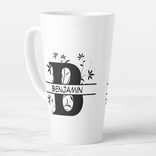 Floral Split Gepersonaliseerd alfabet monogram Let Latte Mok (Linkerhoek)