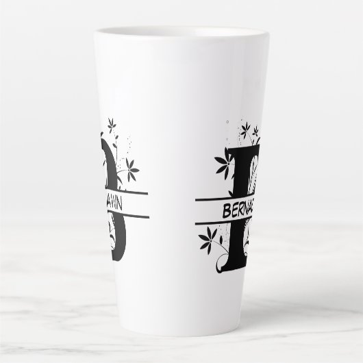 Floral Split Gepersonaliseerd alfabet monogram Let Latte Mok (Voorkant)