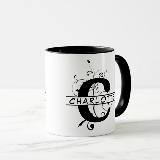 Floral Split Gepersonaliseerd alfabet monogram Let Mok (Voorkant rechts)