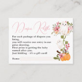 Floral spook pompoen luier loterij baby shower informatiekaartje (Voorkant)