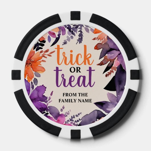 Floral Spooky Elegance Halloween Poker Party Chips (Voorkant)