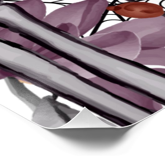 Floral Spooky Halloween Verjaardagsfeest Perfect Poster (Hoek)