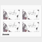 Floral Spooky Halloween Verjaardagsfeest Rechthoekige Sticker (Vel)