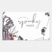 Floral Spooky Halloween Verjaardagsfeest Rechthoekige Sticker (Voorkant)