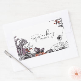 Floral Spooky Halloween Verjaardagsfeest Rechthoekige Sticker