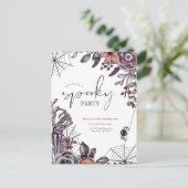 Floral Spooky Halloween verjaardagsfeestje uitnodi Briefkaart (Staand voorkant)
