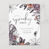 Floral Spooky Halloween verjaardagsfeestje uitnodi Briefkaart (Voorkant)