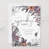 Floral Spooky Halloween verjaardagsfeestje uitnodi Kaart (Voorkant)