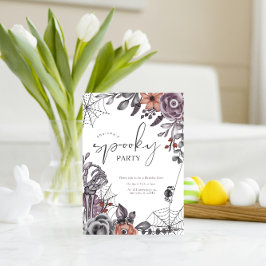 Floral Spooky Halloween verjaardagsfeestje uitnodi Kaart