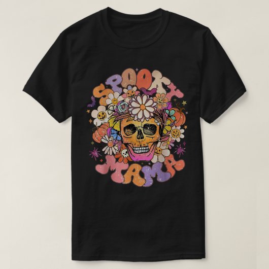 Floral Spooky Mama Retro Halloween Groovy Spooky S T-shirt (Design voorkant)