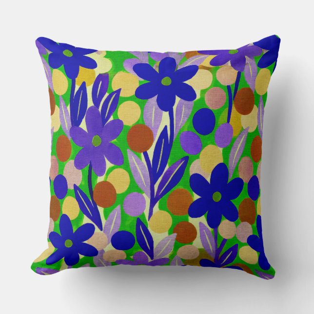 Floral Spots in kelly green pattern Kussen (Voorkant)