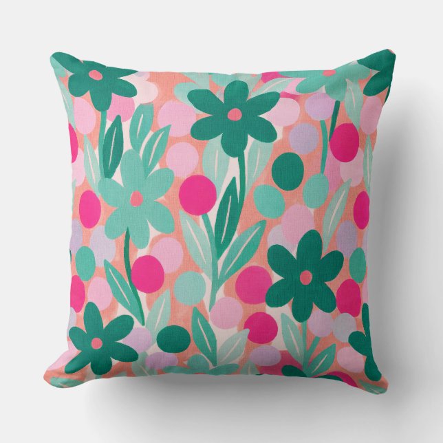 Floral Spots in salmon pink pattern Kussen (Voorkant)