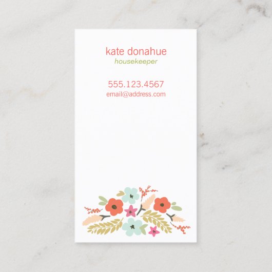 Floral Spray Bottle House Cleaning Business Visitekaartje (Achterkant)