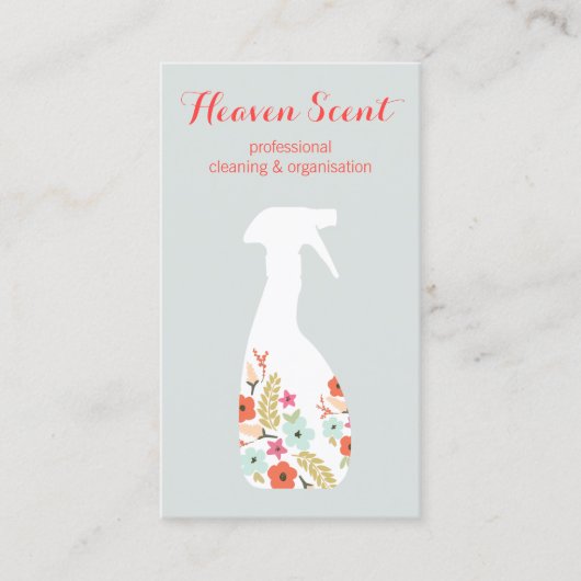 Floral Spray Bottle House Cleaning Business Visitekaartje (Voorkant)
