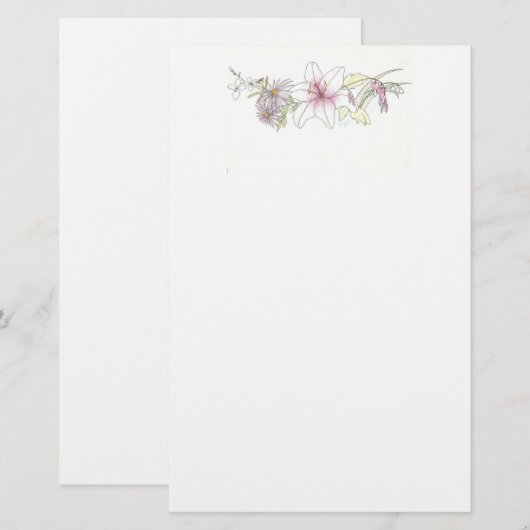 Floral Spray Briefpapier (Voorkant / Achterkant)