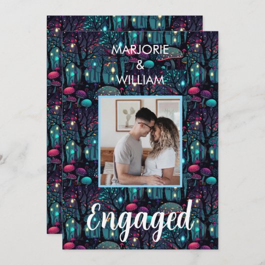 Floral Spray Fantasy Art Engagement Party Kaart (Voorkant / Achterkant)