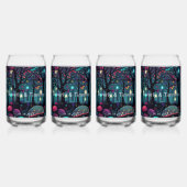 Floral Spray Fantasy Art Set van 4 Blikvorm Glas (Achterkant)