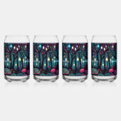 Floral Spray Fantasy Art Set van 4 Blikvorm Glas (Rechts)