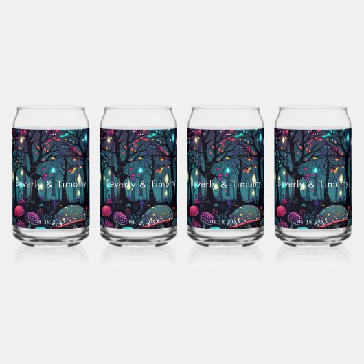 Floral Spray Fantasy Art Set van 4 Blikvorm Glas (Voorkant)