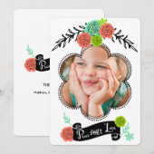 Floral Spray Peace and Love Holiday Fotokaart Feestdagenkaart (Voorkant / Achterkant)