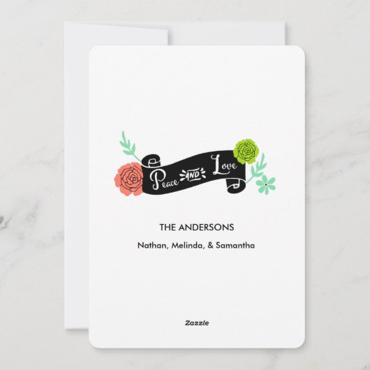 Floral Spray Peace and Love Holiday Fotokaart Feestdagenkaart (Achterkant)