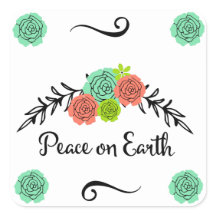 Floral Spray Peace on Earth Stickers