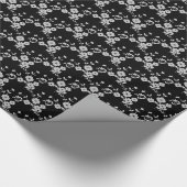 Floral Spray, Style 1-BLACK-WHITE-GIFT WRAP PAPIER (Hoek)