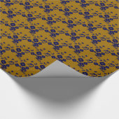 Floral Spray, Style 1-BLUE-GOLD-1-GIFT WRAP PAPIER (Hoek)