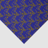 Floral Spray Style 1, Blue-Gold-2-WEEFSUE PAPIER (Detail)