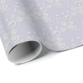 Floral Spray, Style 1-PAARS-WHITE-GIFT WRAP PAPIER (Rol Hoek)