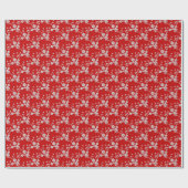 Floral Spray, Style 1-Red-White-GIFT WRAP PAPIER (Vlak)