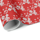Floral Spray, Style 1-Red-White-GIFT WRAP PAPIER (Rol Hoek)