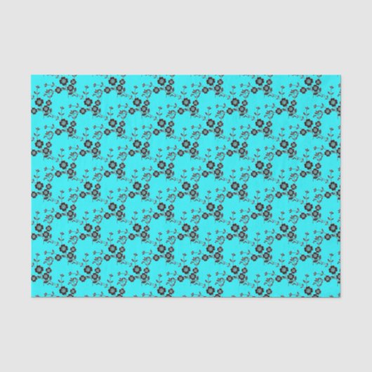 Floral Spray Style 1, Robins Egg-Silve-TISSUE WRAP Tissuepapier (Voorkant)
