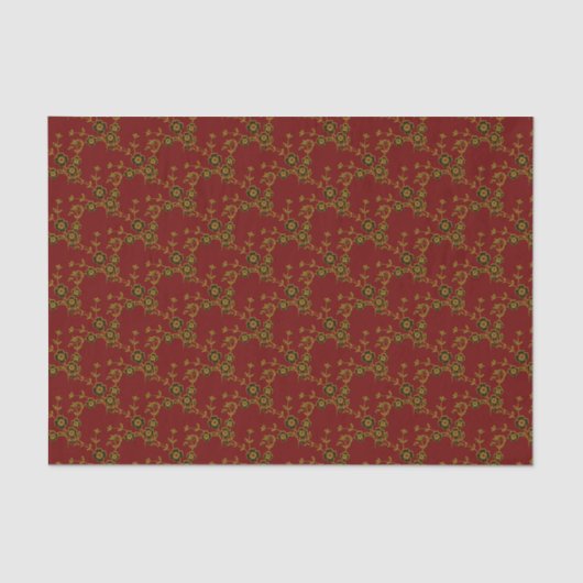 Floral Spray Style 1, Rood-Gold-WEEFSUE WRAP PAPIE Tissuepapier (Voorkant)
