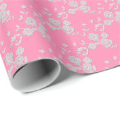 Floral Spray, Style 1-roze-wit-GIFT WRAP PAPIER (Rol Hoek)