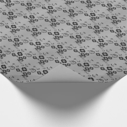 Floral Spray, Style 1-SILVER-GIFT WRAPPERPAPIER Cadeaupapier (Hoek)