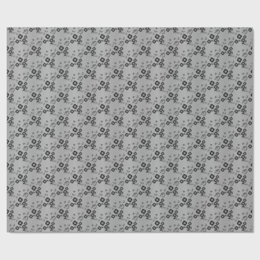 Floral Spray, Style 1-SILVER-GIFT WRAPPERPAPIER Cadeaupapier (Vlak)