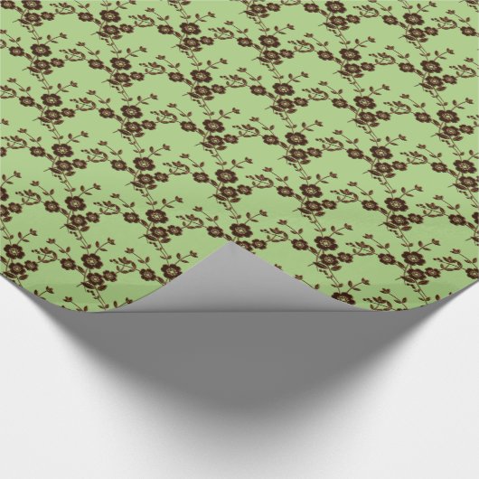 Floral Spray, Style 1-SPRING GREEN-BROWN-GIFT WRAP Cadeaupapier (Hoek)