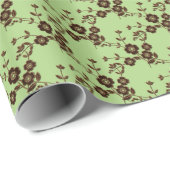 Floral Spray, Style 1-SPRING GREEN-BROWN-GIFT WRAP Cadeaupapier (Rol Hoek)