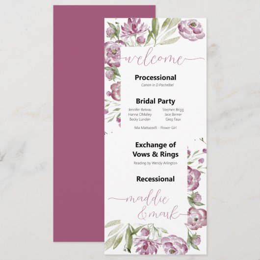 Floral Spray Trouwprogramma (Voorkant / Achterkant)