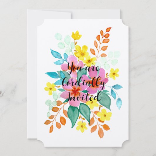 Floral Spray Wedding Invitation Kaart (Voorkant)